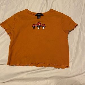 orange mushroom shirt, street wear society brand, size S